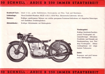 Ardie B 250 Prospekt 1950