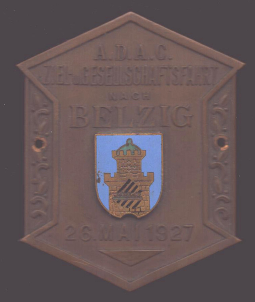 Plakette ADAC Zielfahrt nach Belzig 26.5.1927