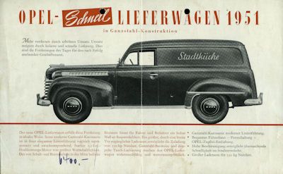 Opel Schnell-Lieferwagen brochure 1951