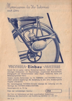 Victoria Fahrrad Einbau Motor Prospekt 6.1949