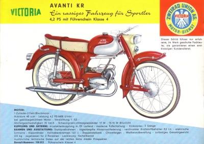 Victoria Programm Mopeds u. Kleinkrafträder 1965