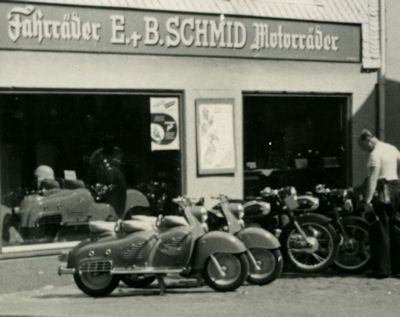 Foto Motorradladen 1950er Jahre