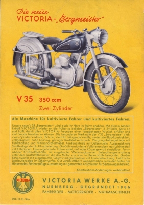 Victoria V 35 Bergmeister brochure 10.1951