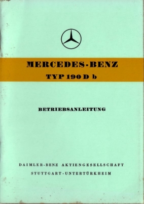 Mercedes-Benz 190 Db Bedienungsanleitung 7.1959
