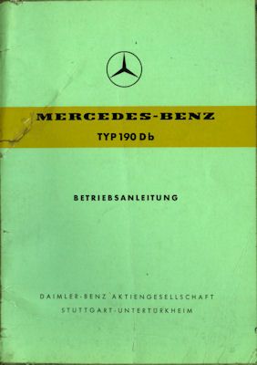 Mercedes-Benz 190 Db Bedienungsanleitung 9.1959