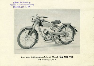 Göricke Gö 100 TH Prospekt ca.1949