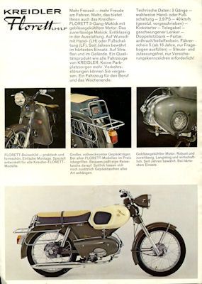 Kreidler Florett Mokick Prospekt 12.1971