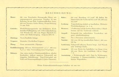 Nestoria Transportdreirad Prospekt ca. 1929