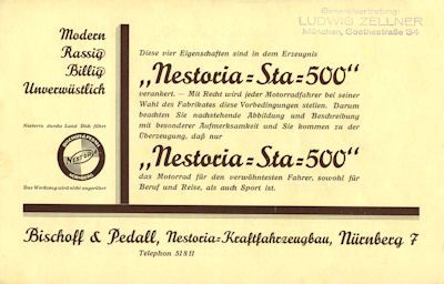 Nestoria STA 500 brochure ca. 1929