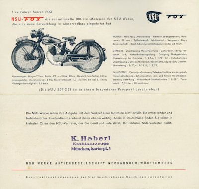 NSU program ca. 1950