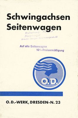 OD Seitenwagen Prospekt 1930er Jahre