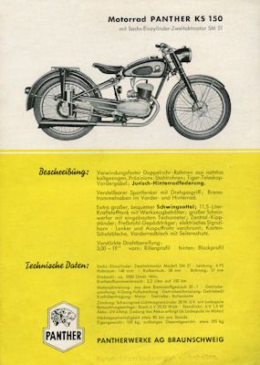 Panther KS 150 Prospekt 1950er Jahre