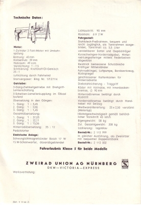 Victoria Vicky Standard Prospekt 1966