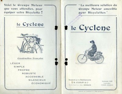 Cyclone moteur bicyclette brochure 1920s