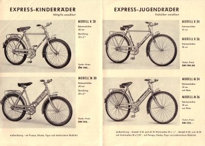 Express Kinder Fahrrad Prospekt  1950er Jahre