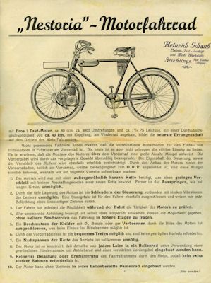 Nestoria Motorfahrrad Prospekt ca. 1931