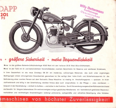 Zündapp DB 201 Prospekt ca. 1951