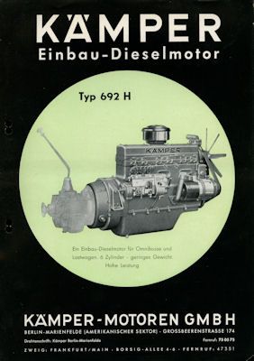 Kämpfer Dieselmotoren Prospekte ca. 1955