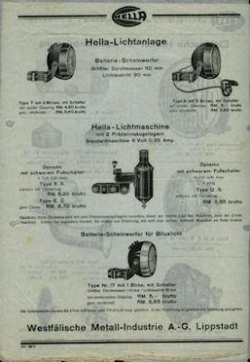 Hella bicycle lamps 1934