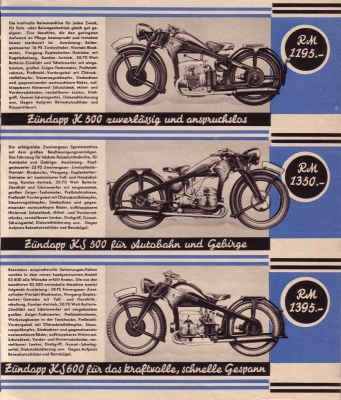 Zündapp Programm 1938