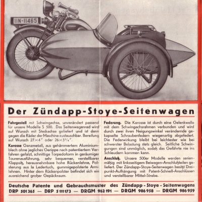 Zündapp Gespann mit Stoye Seitenwagen Prospekt 1932