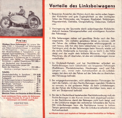 Zündapp Gespann mit Stoye Seitenwagen Prospekt 1932