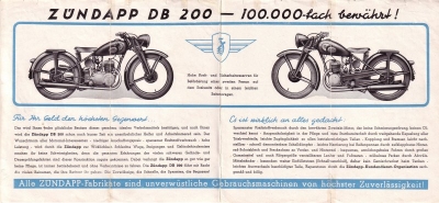 Zündapp DB 200 Prospekt ca. 1949