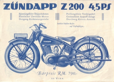 Zündapp Z 200 Prospekt 10.1928