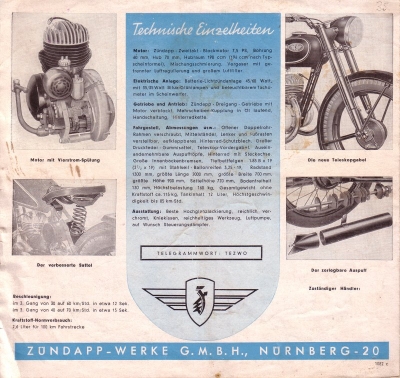 Zündapp DB 201 brochure ca. 1951