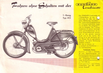 Zündapp Combinette Prospekt 1956