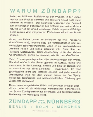 Zündapp Programm ca. 1927