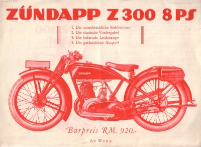 Zündapp Z 300 Prospekt 10.1928
