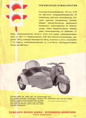 Zündapp Bella 200 Prospekt 1955