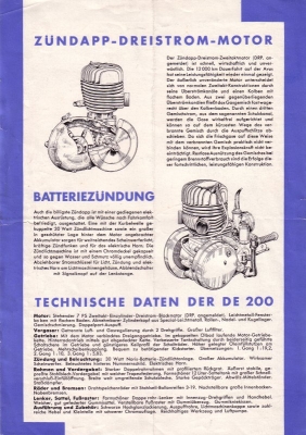 Zündapp DE 200 Prospekt 1935