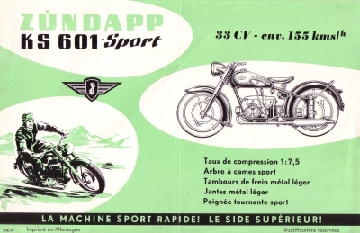 Zündapp KS 601 Sport Prospekt 1954