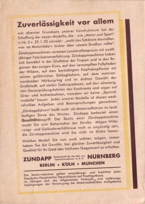 Zündapp Programm 1933