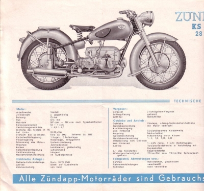 Zündapp KS 601 Prospekt ca. 1951