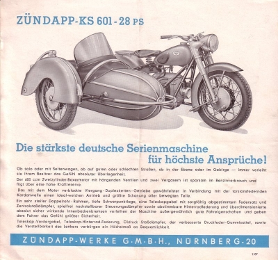 Zündapp KS 601 Prospekt ca. 1951