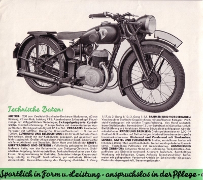 Zündapp DB 200 Prospekt  1937