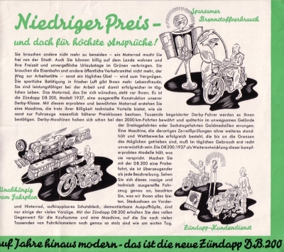 Zündapp DB 200 Prospekt  1937