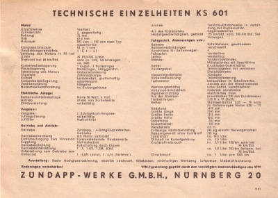 Zündapp KS 601 Prospekt 1953