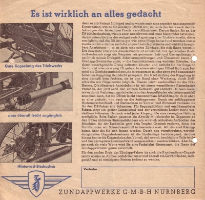 Zündapp DB 200 brochure ca. 1948