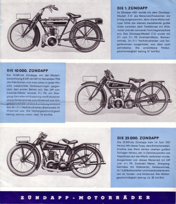 Zündapp 300 000 Motorräder Prospekt ca. 1950