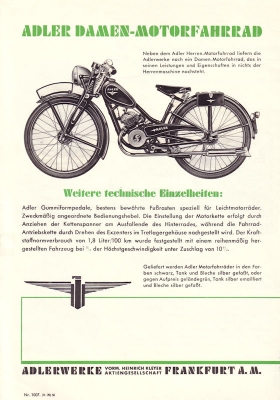 Adler Motorfahrrad Prospekt 1939