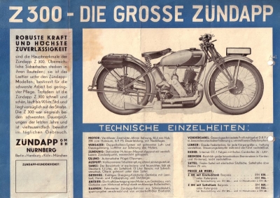 Zündapp Z 300 Luxus Prospekt ca. 1930
