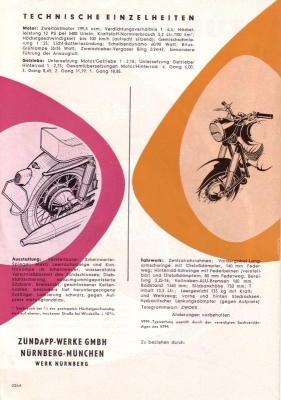 Zündapp 201 S Prospekt 1956