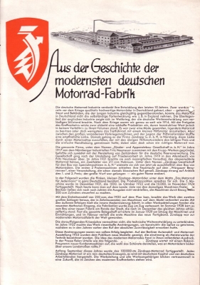 Zündapp 100000 Motorräder Prospekt 1933
