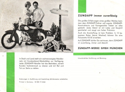 Zündapp Falconette KS 50 Prospekt ca. 1961