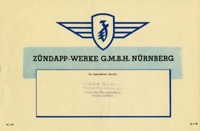 Zündapp DB 202 brochure 1951