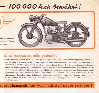 Zündapp DB 200 brochure ca. 1951